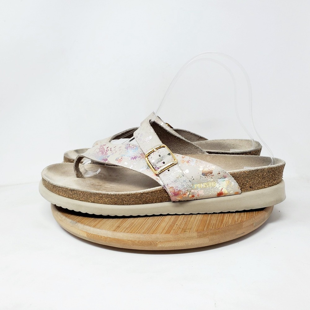 Mephisto Helen Sandals Womens 39 Colorful Metallic Leather Thong Slide Shoes